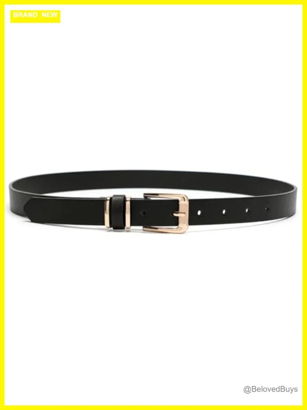 Earnda Women's Faux Leather Belt Gold Buckle Thin Waist Belt for Jeans & Dress
